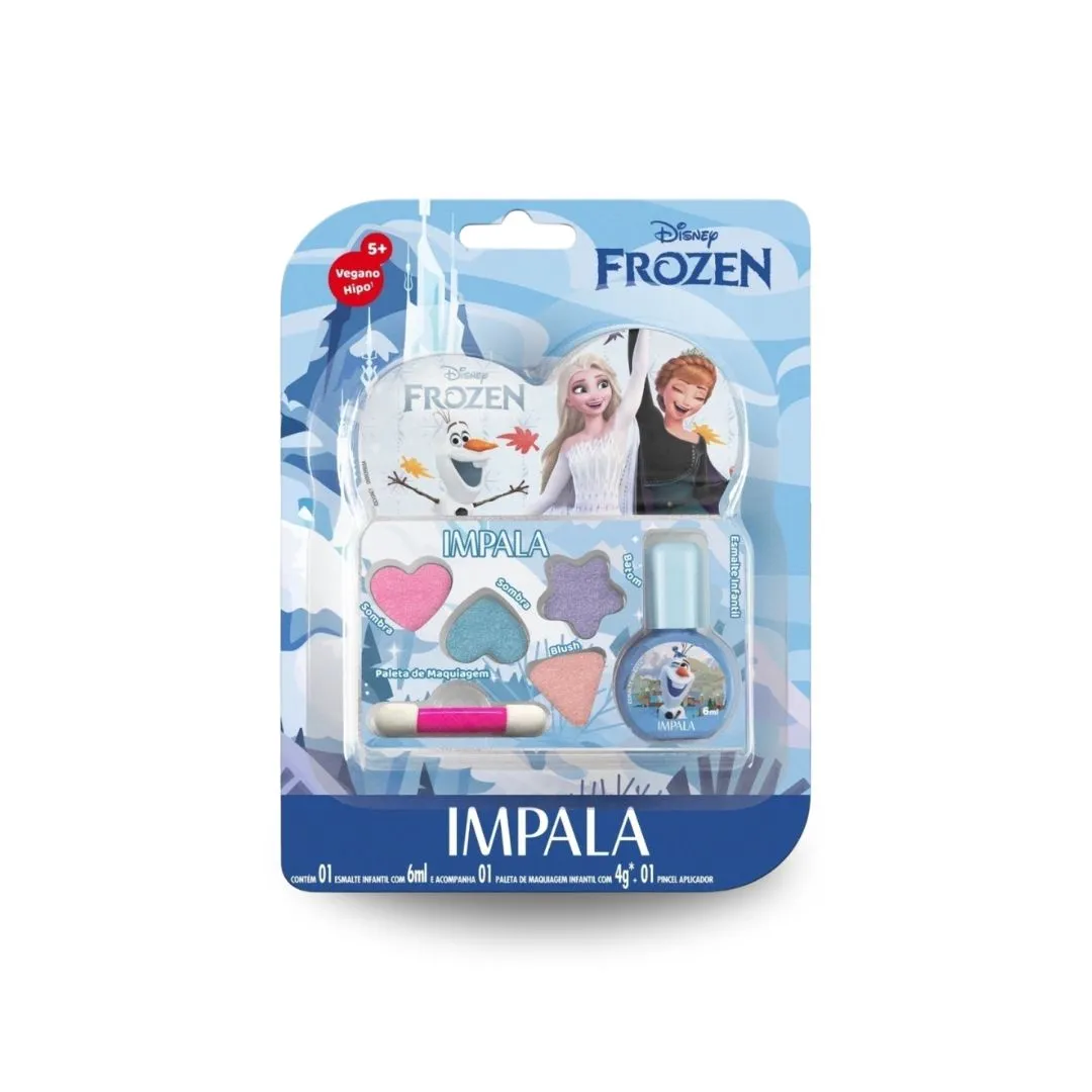 Kit Infantil Impala Frozen Maquiagem + Esmalte Hipoalergênico