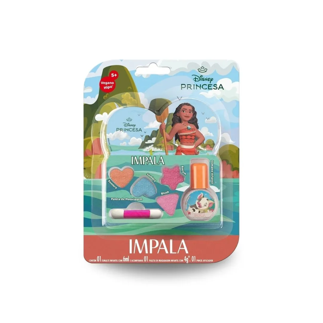 Kit Infantil Impala Moana Maquiagem + Esmalte Hipoalergênico