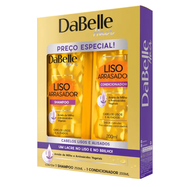 KIT DABELLE SHAMPOO E CONDICIONADOR LISO ARRASADOR 450ML