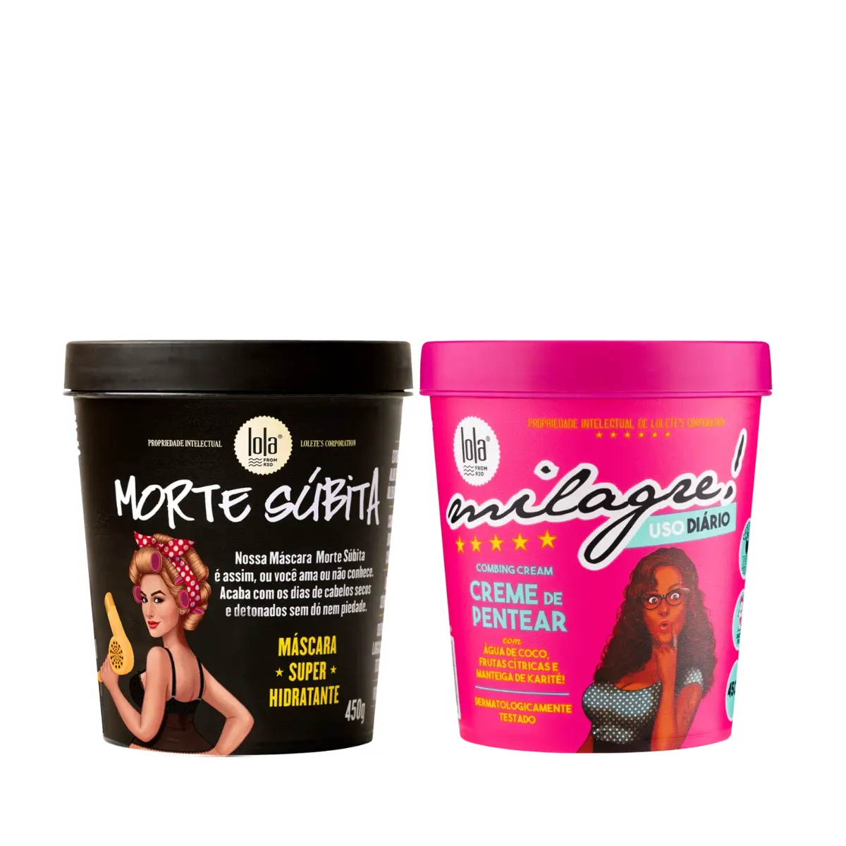 Kit Lola Morte Subita Masc 450ml + Milagre Creme para Pentear 450ml | By Linda