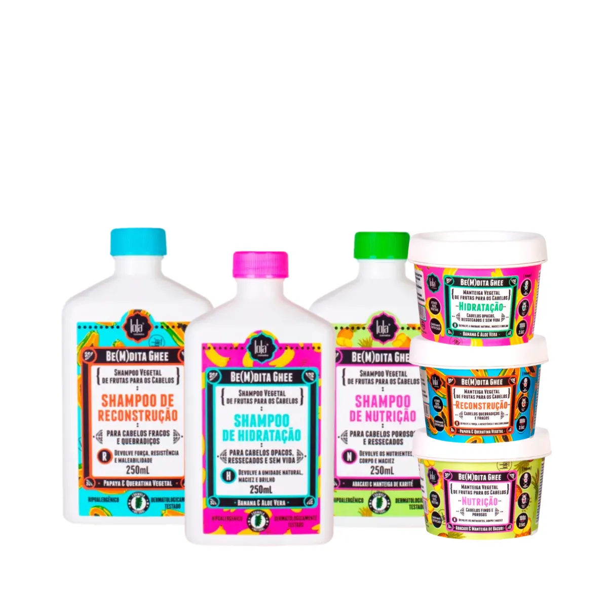 Kit Lola Cronograma Bemdita Ghee 3x Sh + 3x Masc 100ml | By Linda