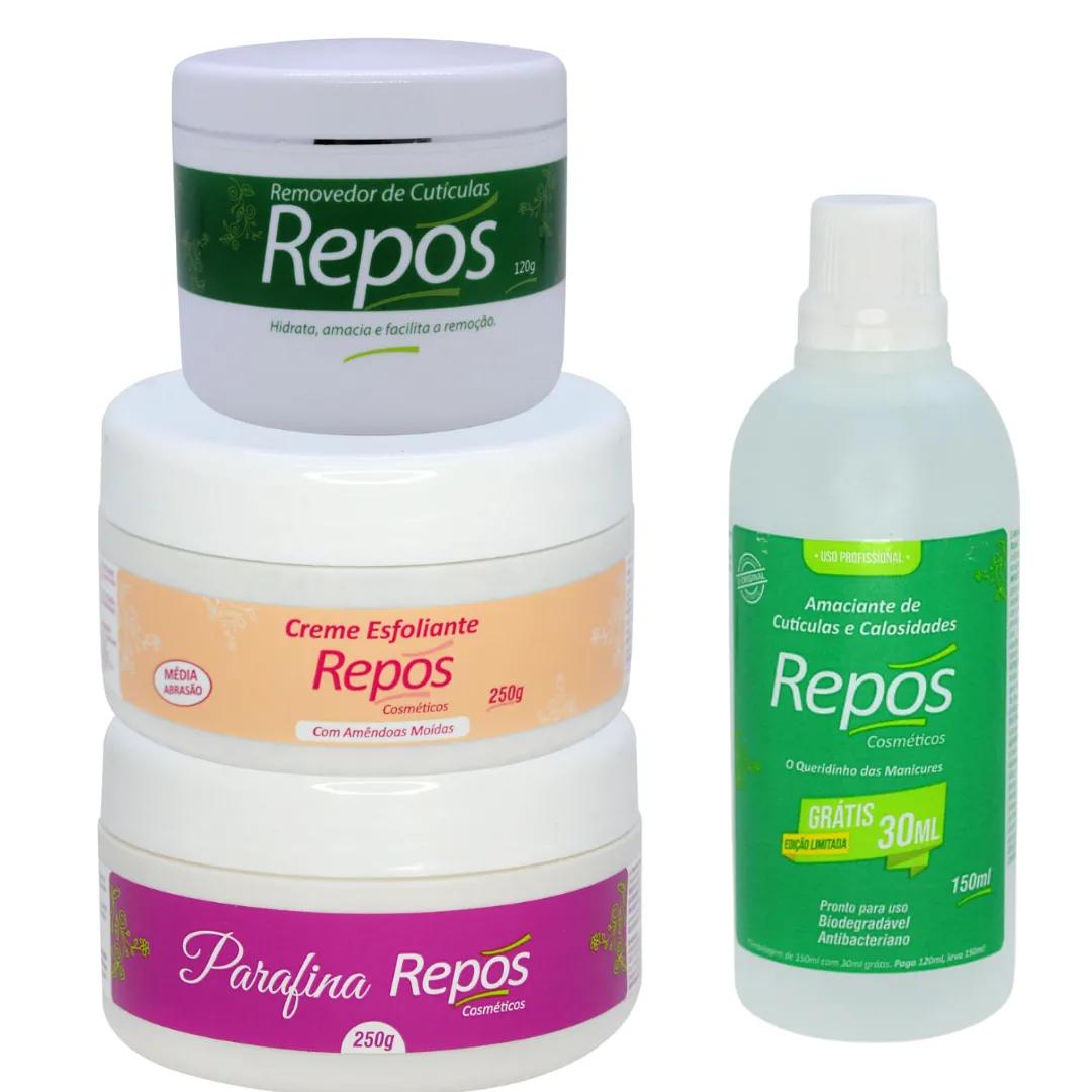 Kit Repos Amaciante + Esfoliante + Parafina + Removedor