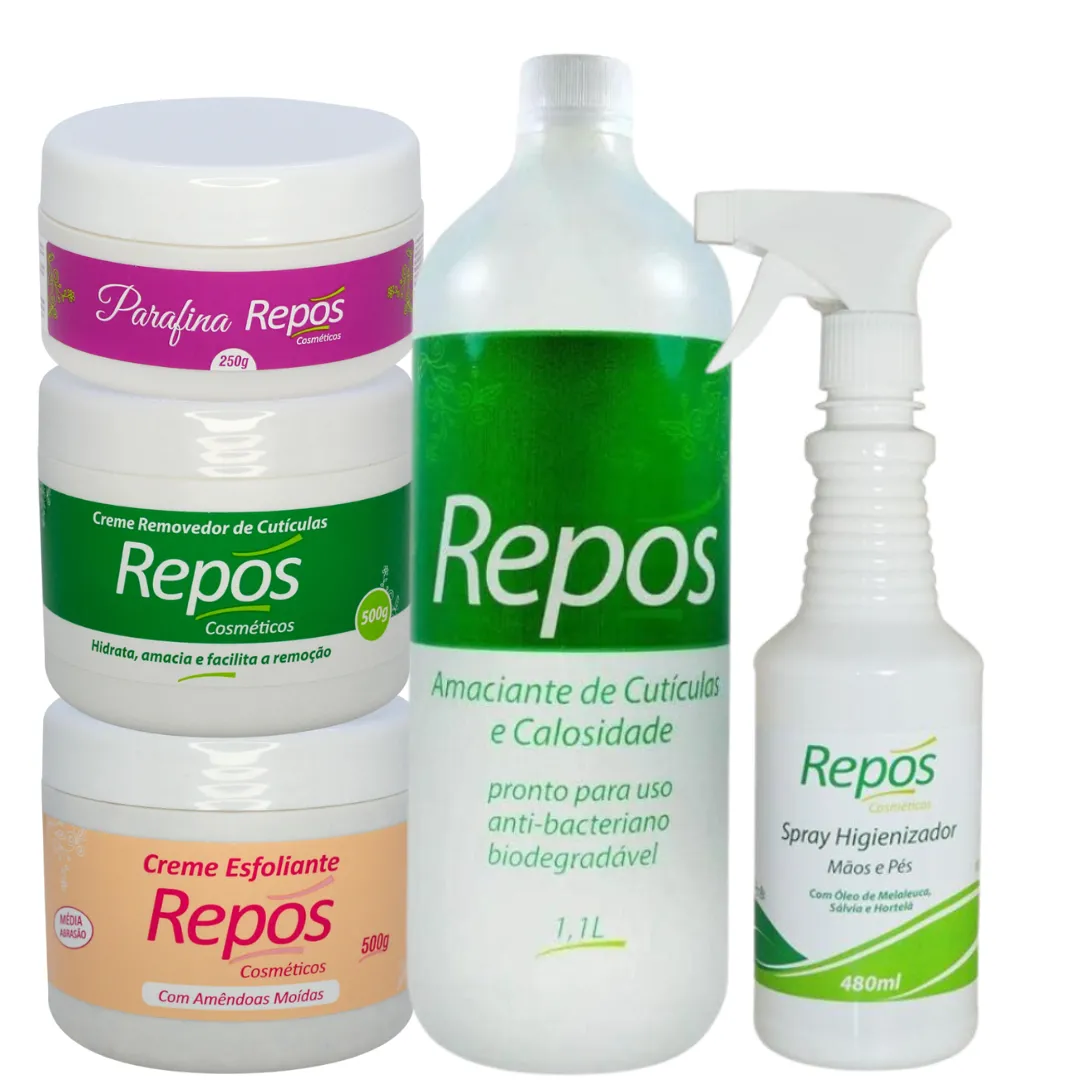 Kit Repos Amaciante + Esfoliante + Parafina + Removedor + Spray
