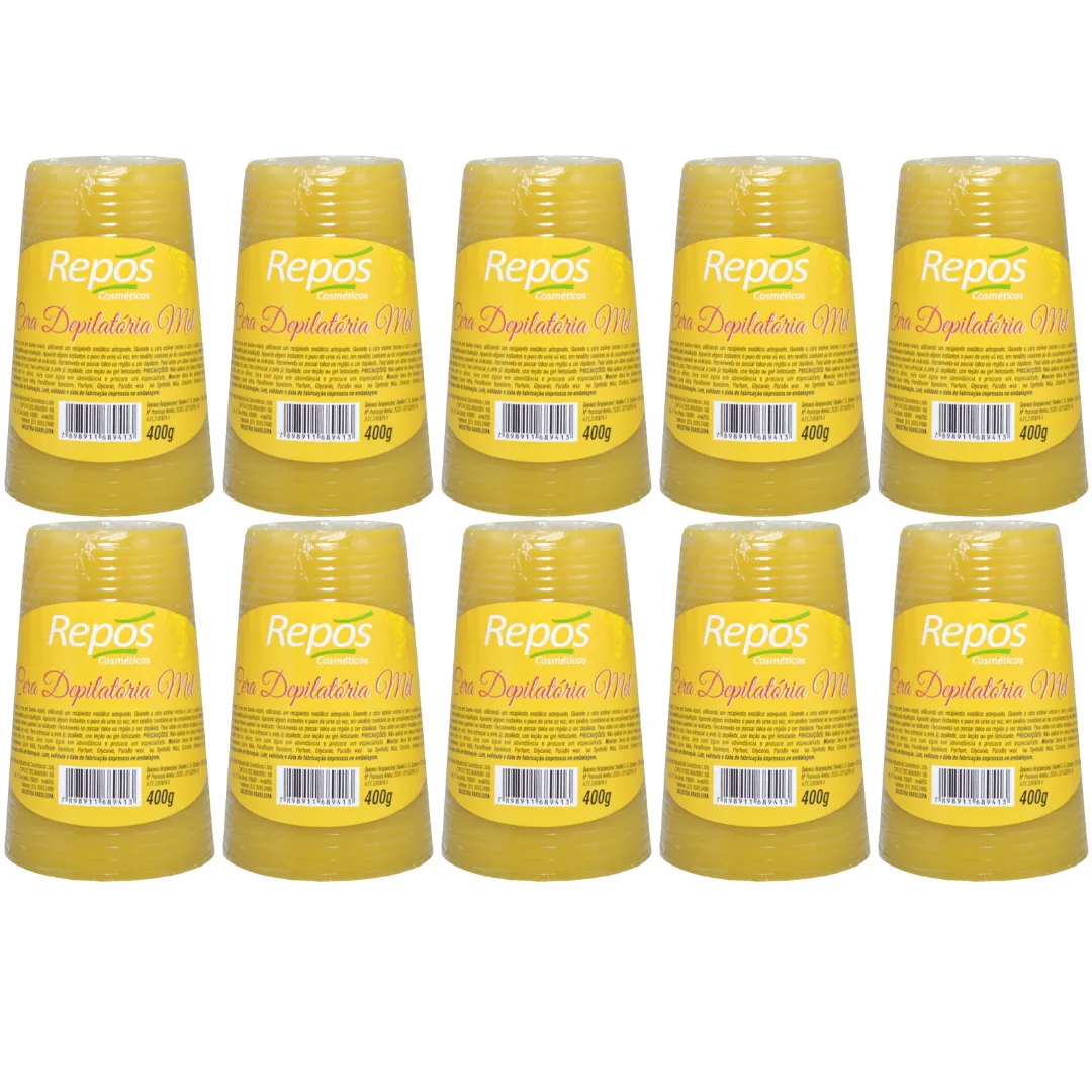 Kit Repos Cera Depilatória Mel 400g - 10 Unidades