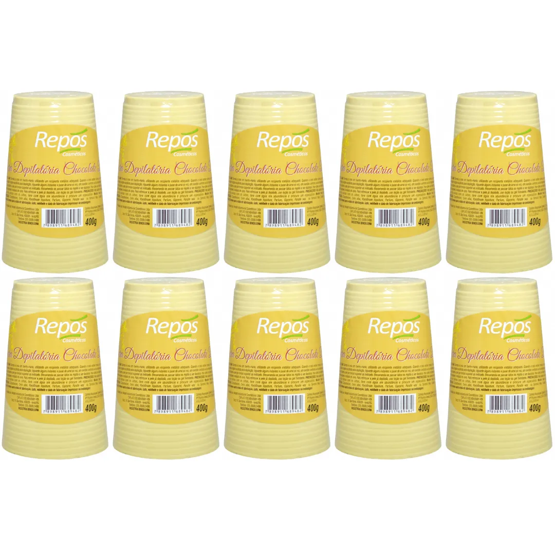 Kit Repos Cera Depilatória Chocolate Branco 400g - 10 Unidades