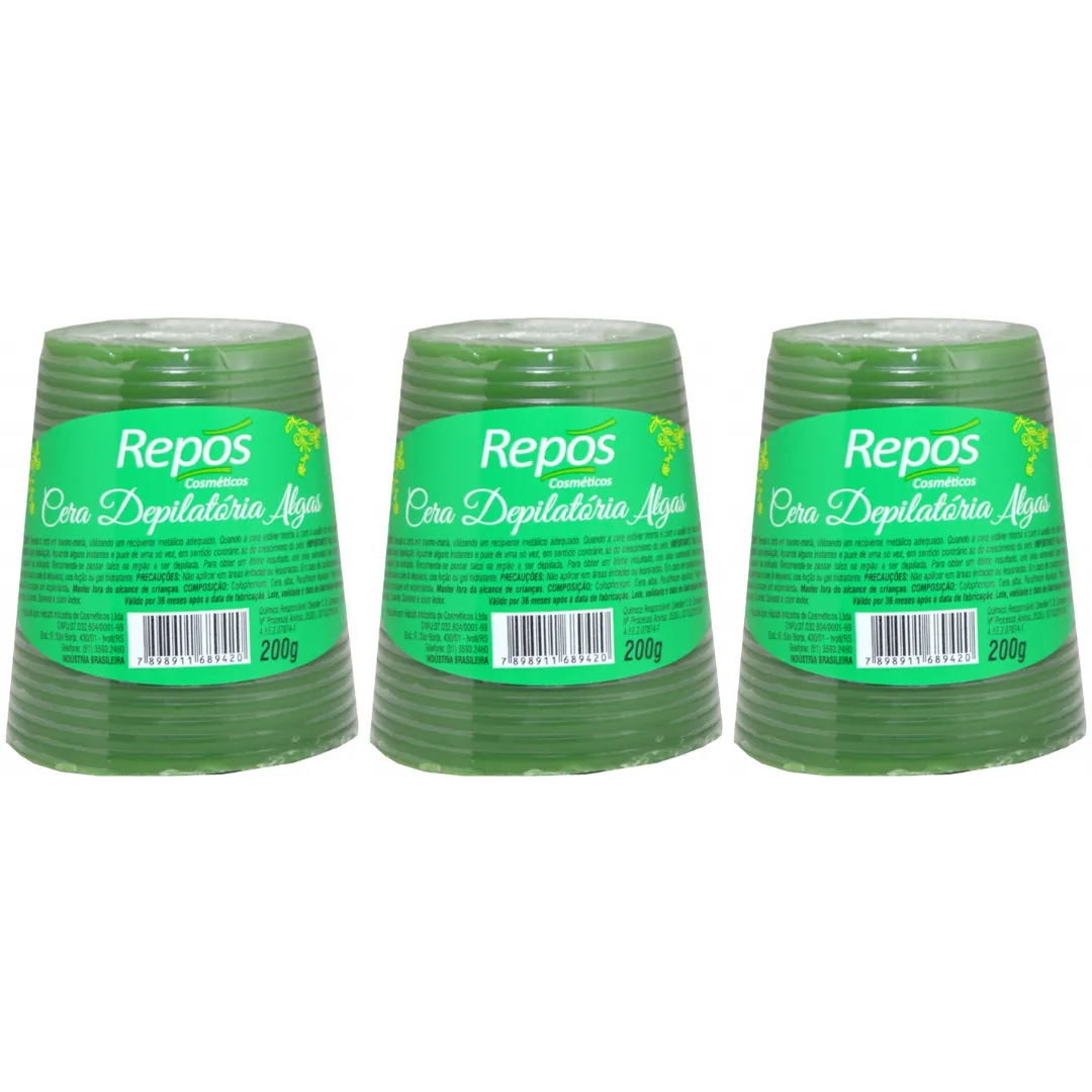 Kit Repos Cera Depilatória Algas 200g - 3 Unidades