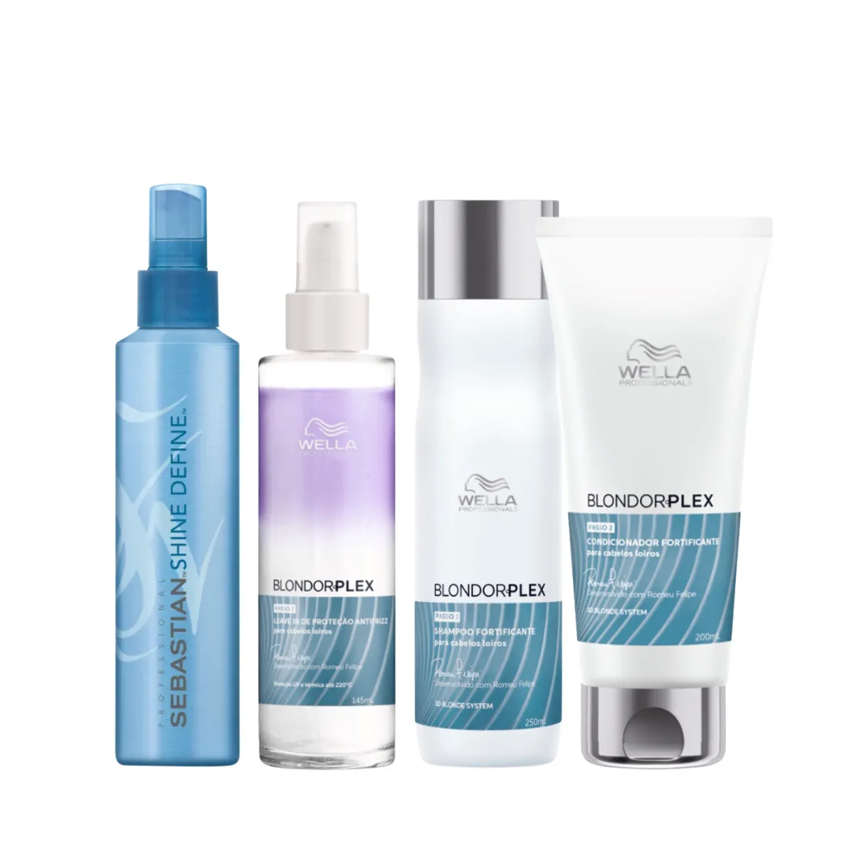 Wella BlondorPlex Shampoo + Condicionador + Leave-in Antifrizz + Shine Finalizador