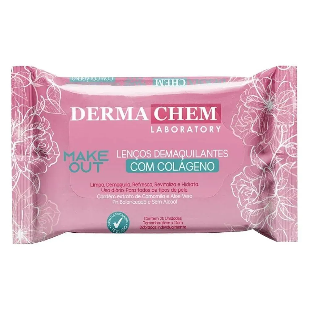 Lenço Demaquilante Com Colágeno Dermachem C/25un