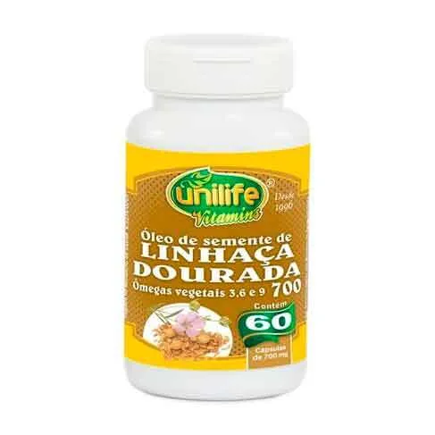 Óleo de Linhaça Dourada - Unilife - Frasco com 60 Cápsulas de 700mg