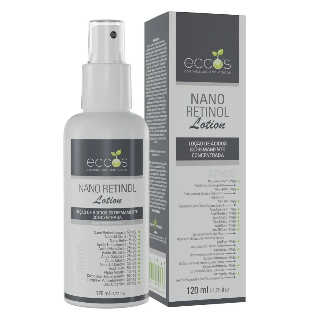 Loção Clareadora de Ácidos Concentrada Nano Retinol Lotion Eccos 120ml