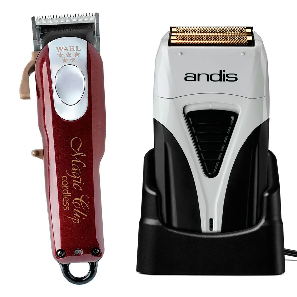 Kit Máquina Wahl Magic Clip Cordless + Andis Profoil Shaver Plus Bivolt
