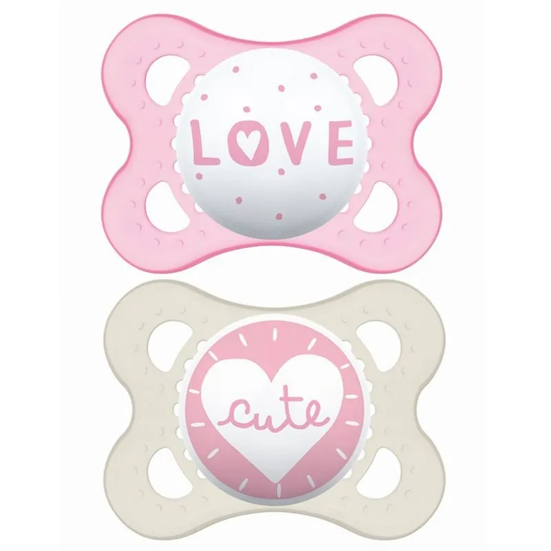 MAM Chupeta Sayings 0-6 Meses c/2 Tam 1 Rosa 2942