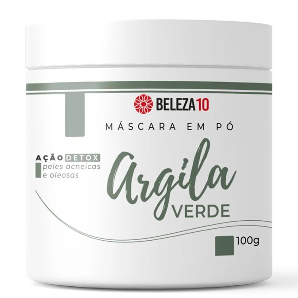 Máscara em Pó Argila Verde Ação Detox 100g Beleza10