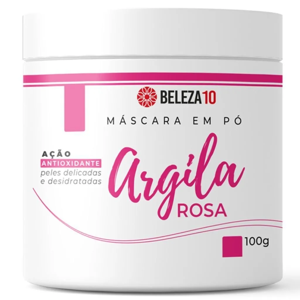 Máscara em Pó Argila Rosa Ação Antioxidante 100g Beleza10