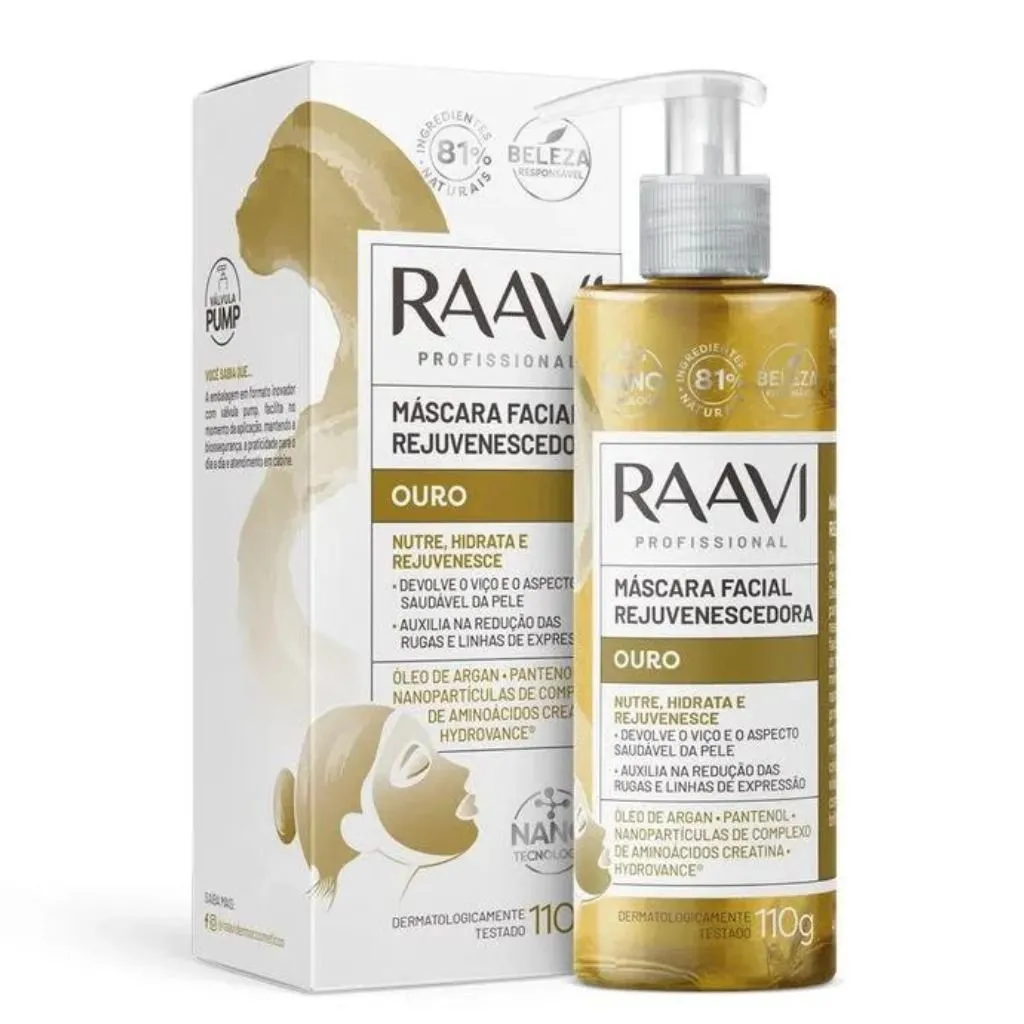 Máscara Rejuvenescedora Facial Ouro da Raavi 110g