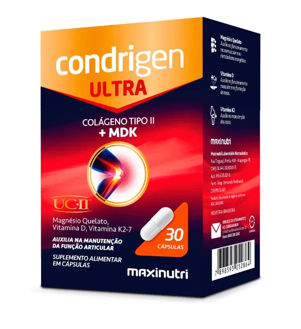 Maxinutri Condrigen Ultra Colágeno Tipo 2 (UCII e MDK) 30 Cápsulas