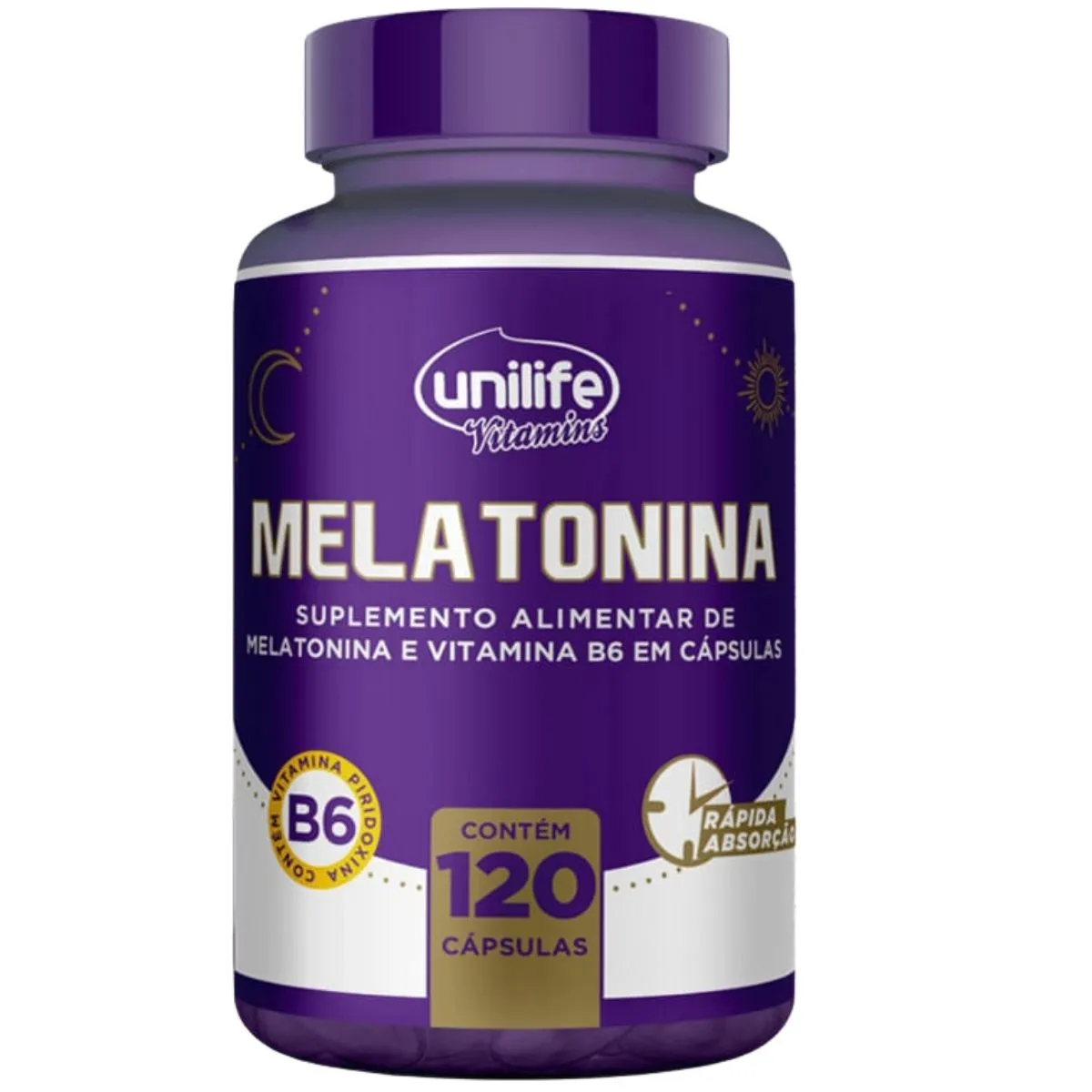 Melatonina C/ Vitamina B6 350mg 120 Cápsulas - Unilife