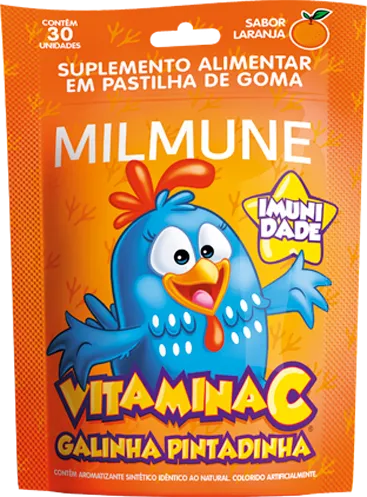 Milmune Kids Vitamina C Galinha Pintadinha Suplemento Alimentar Sabor Laranja 30 Gomas
