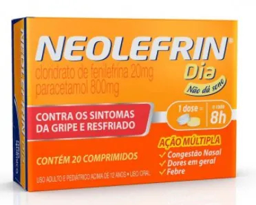 Neolefrin Dia Paracetamol 800mg + Cloridrato Fenillefrina 20mg 20 Comprimidos