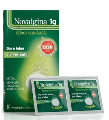 Novalgina Dipirona Monoidratada 1g  Efervescentes Sabor Limão 10 Comprimidos