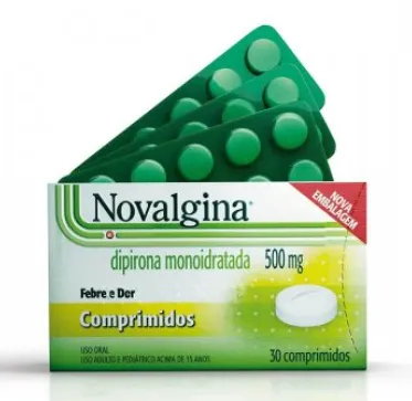 Novalgina Dipirona Monoidratada 500mg 30 Comprimidos