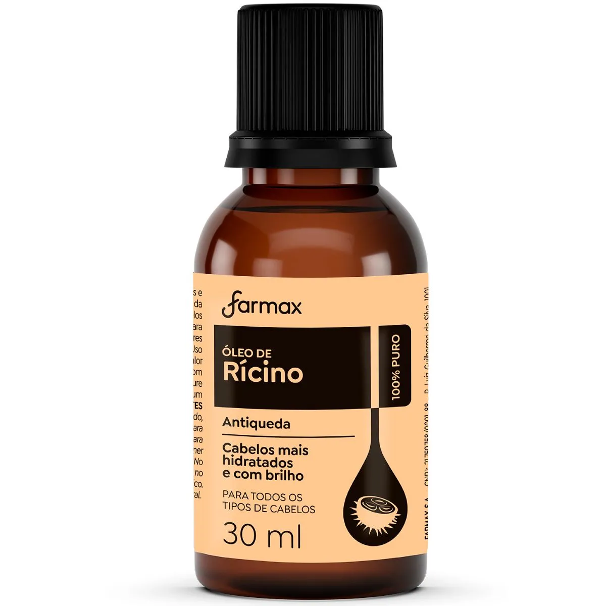 Óleo De Rícino Antiqueda 100% Puro Vegano 30ml - Farmax