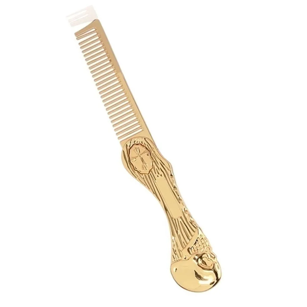 Pente Dobrável em Aço com Caveira Ongba Dourado