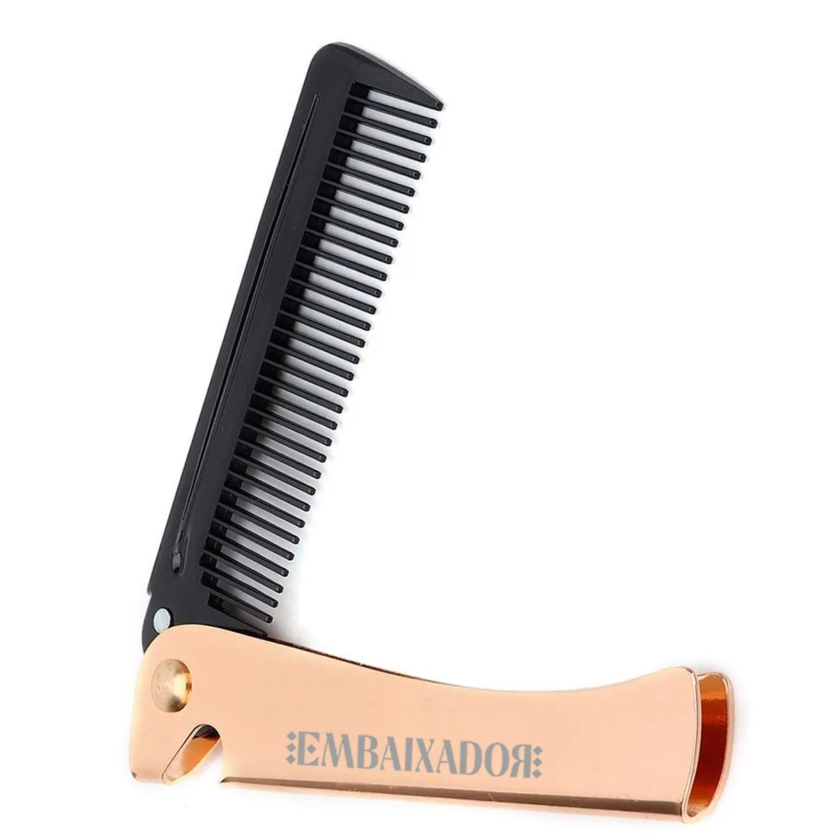 Pente Fino de Metal Inoxidável Dobrável Embaixador Dourado