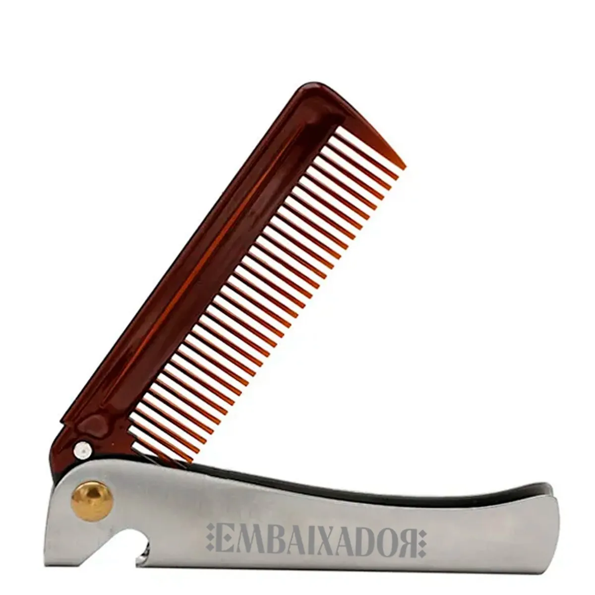 Pente Fino de Metal Inoxidável Dobrável Embaixador Prata