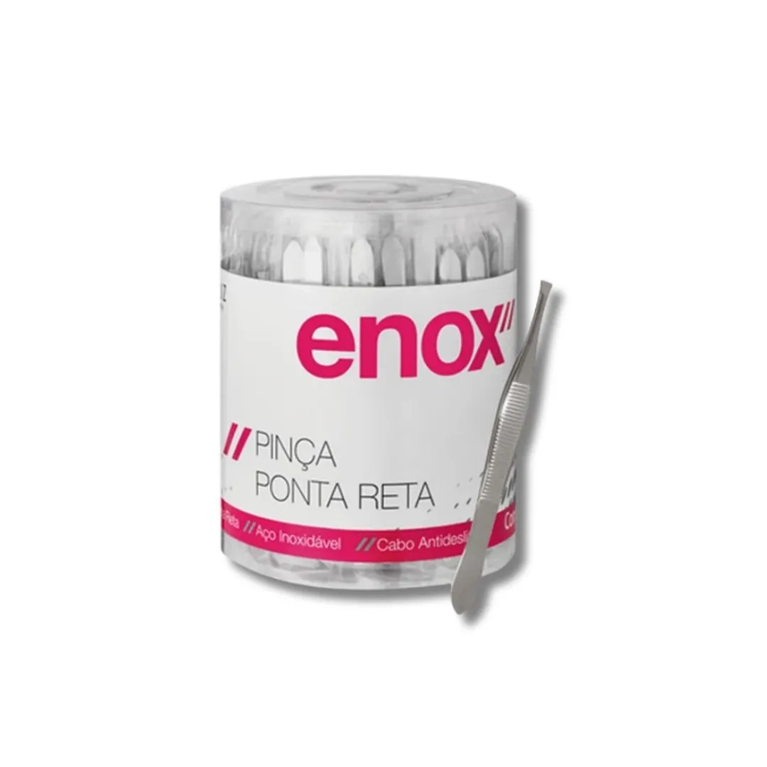 Pinça Enox Ponta Reta Pote Com 100 Unidades Ref.941