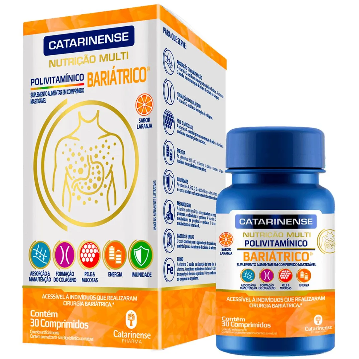 Polivitamínico Multi Bariátrico 30 Comprimidos Mastigáveis - Catarinense