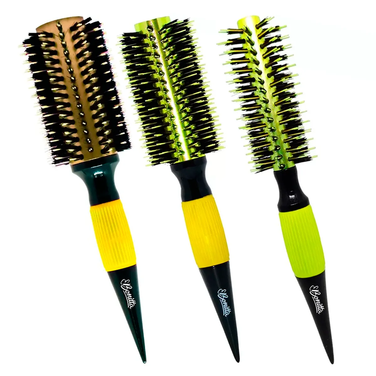 Kit 3 Escovas de Cabelo Pop Colors Brilho Marco Boni Amarelo
