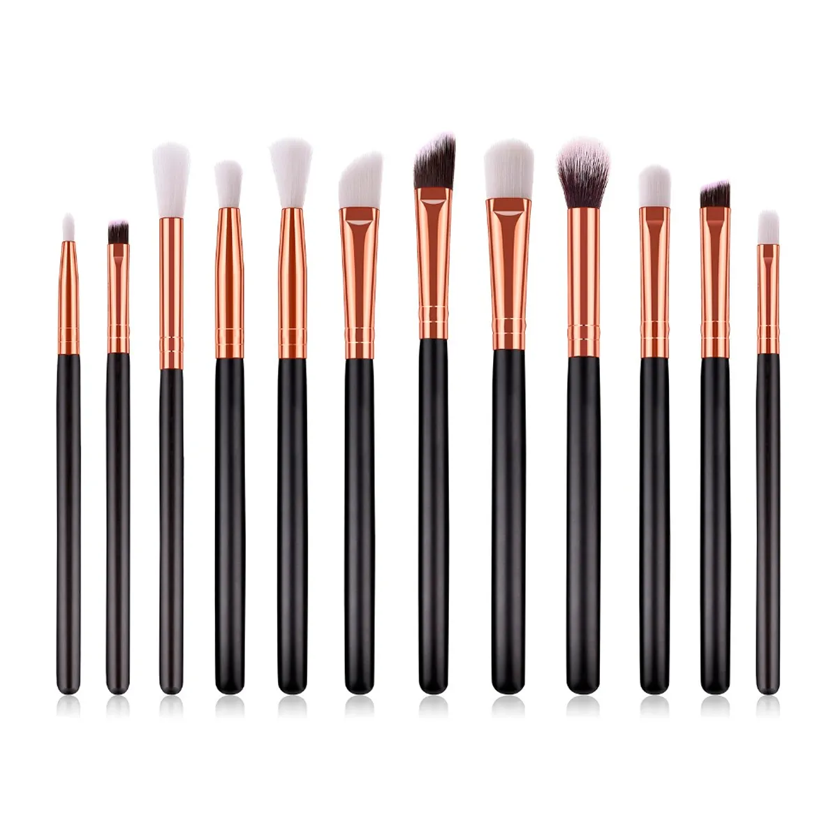 Kit 12 Pincéis Profissionais Para Olhos Preto