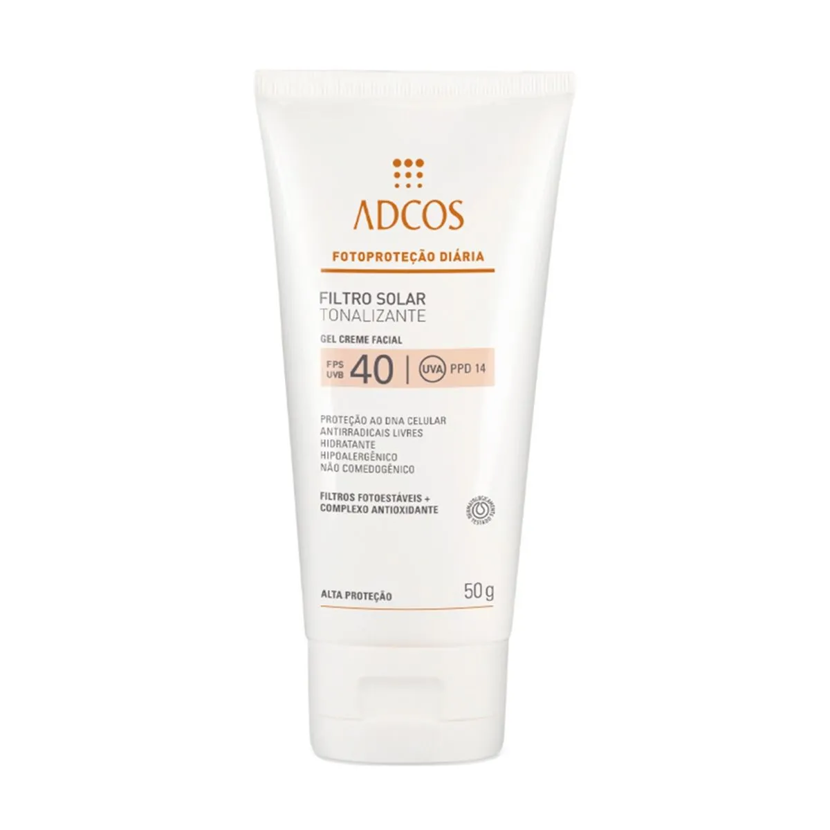 Protetor Solar Gel Creme Tonalizante Fps 40 Alta Proteção Beige Ppd 14 Adcos