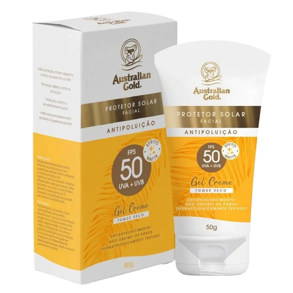 Protetor Solar Facial Gel Creme Fps 50 Australian Gold - 50g