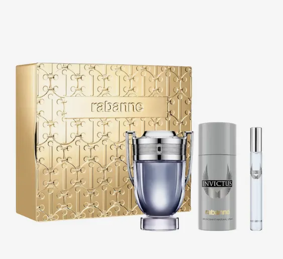 KIT RABANNE INVICTUS EAU DE TOILETTE 100ML + DESODORANTE 150ML + TRAVEL SIZE 10ML