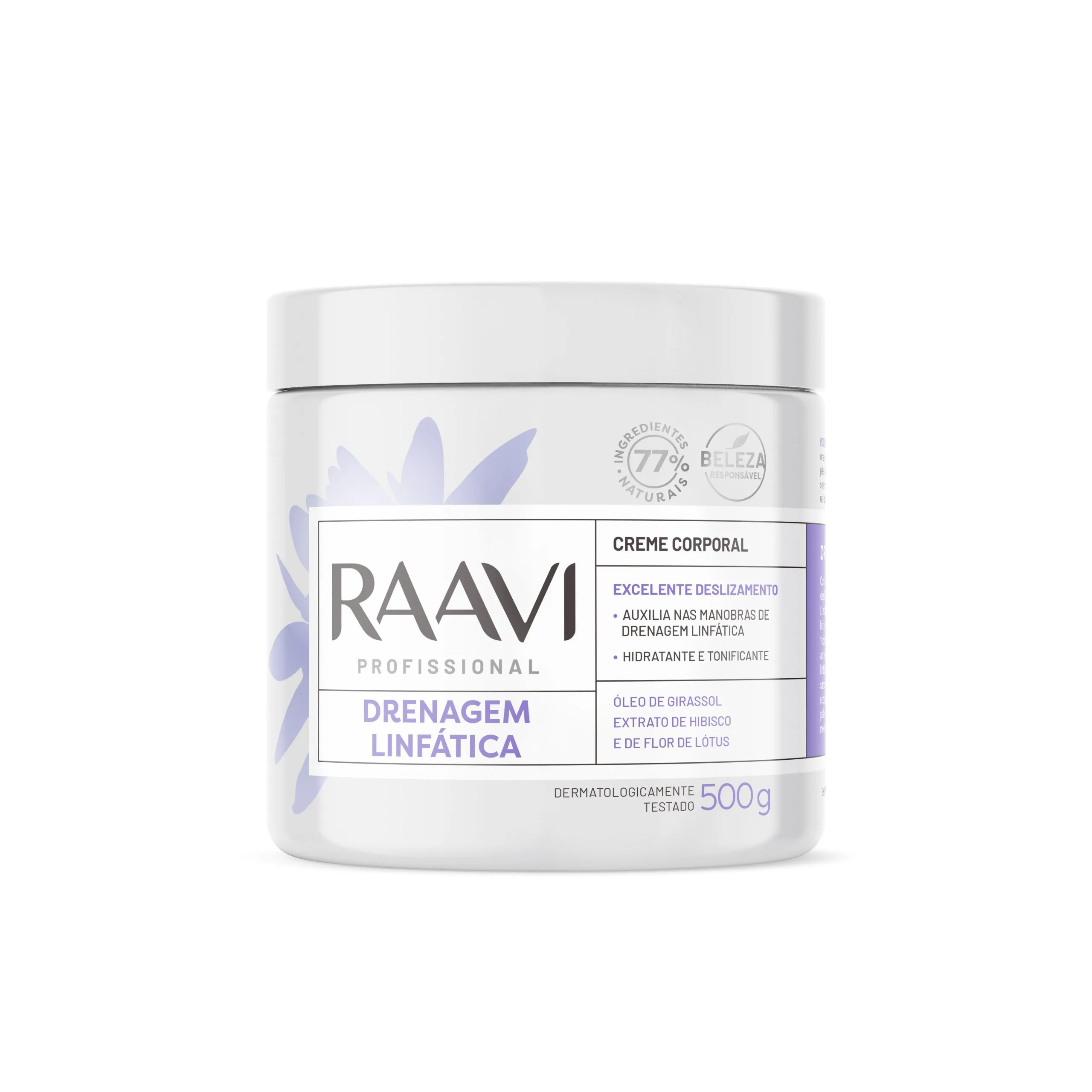 CREME CORPORAL RAAVI DRENAGEM LINFÁTICA 500G