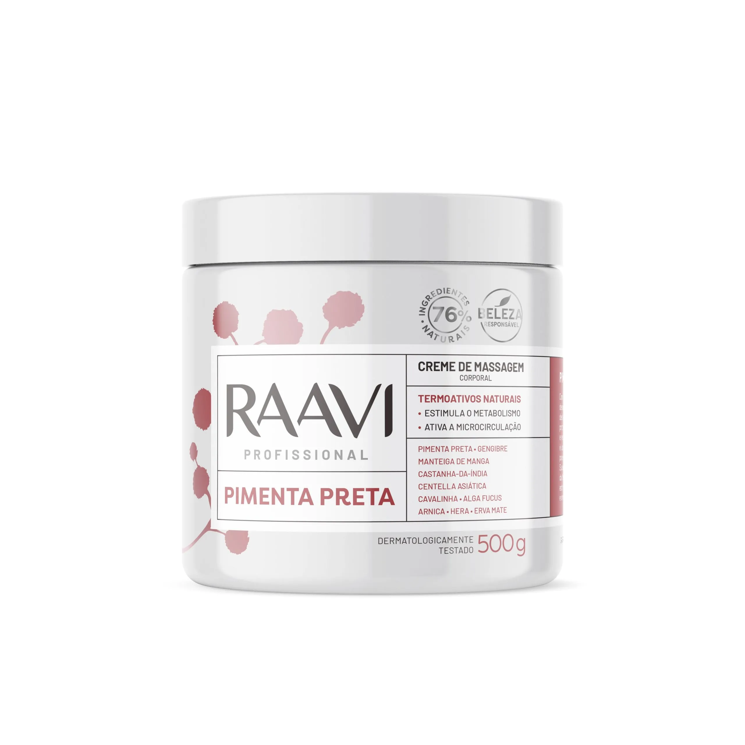 CREME DE MASSAGEM CORPORAL RAAVI PIMENTA PRETA