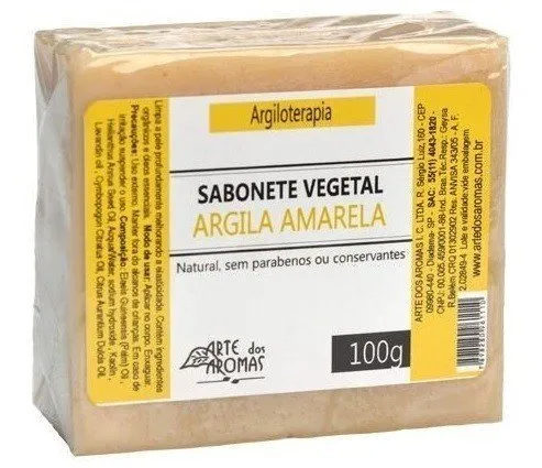 Sabonete Vegetal Argila Amarela - Arte dos Aromas - Barra de 100g