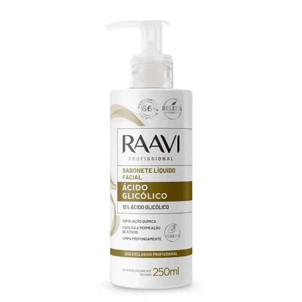 Sabonete Facial Ácido Glicólico 10% Raavi 250ml - Limpeza e Renovação