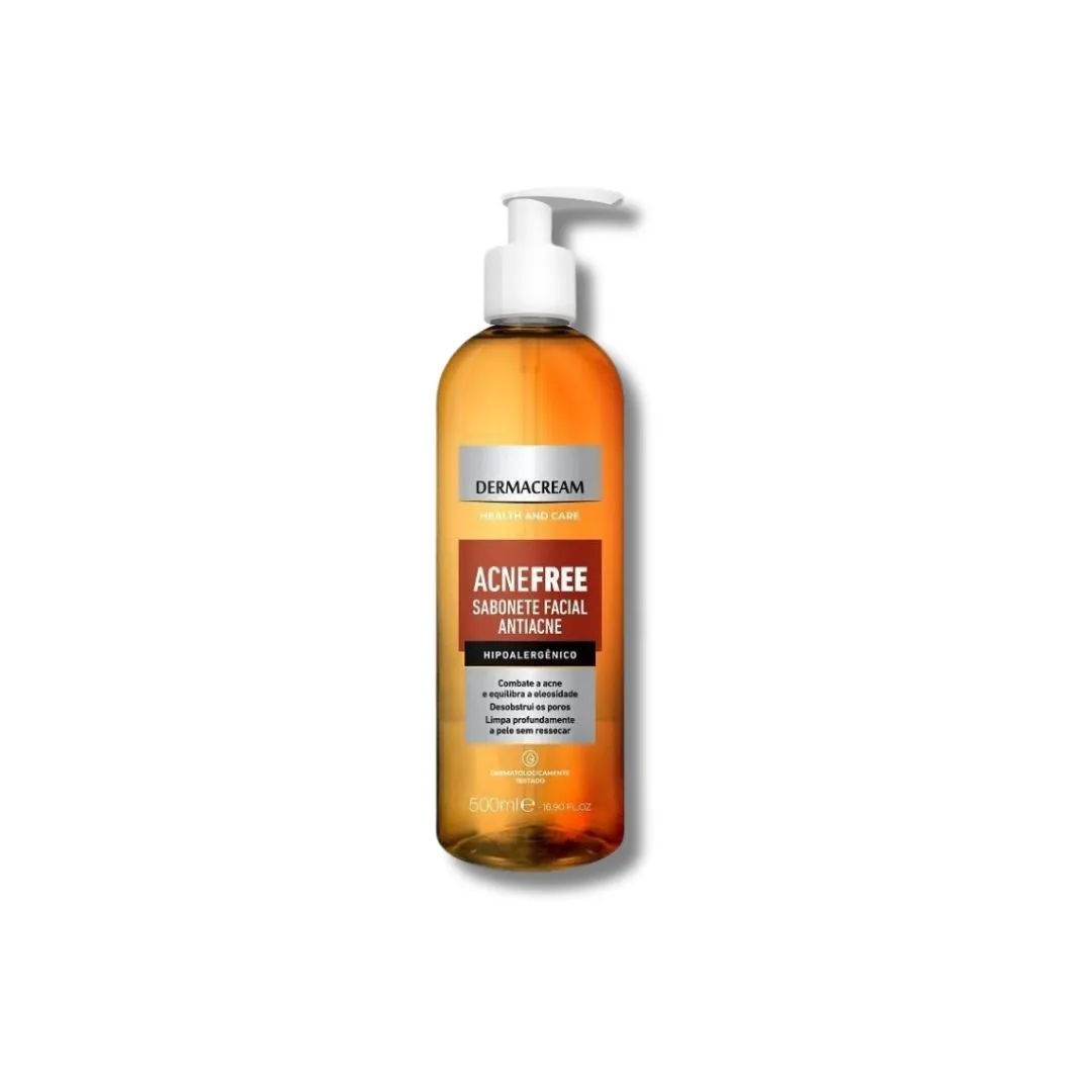 Sabonete Facial Dermacream 500ml Acne Free