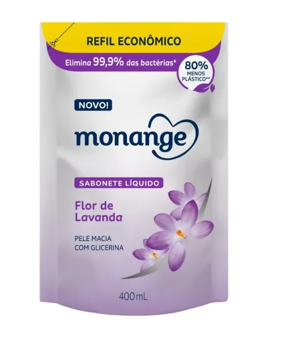 SABONETE LIQUIDO MONANGE FLORES DE LAVANDA REFIL 400ML