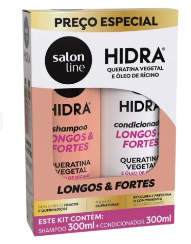 KIT SHAMPOO E CONDICIONADOR SALON LINE HIDRA LONGOS E FORTES 300ML