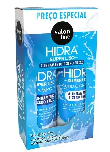 KIT SALON LINE SHAMPOO E CONDICIONADOR HIDRA SUPER LISO 300ML