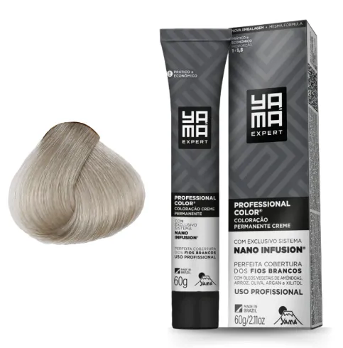 COLORACAO PROFISSIONAL YAMA NANO INFUSION 12.11 LOURO EXTRA CLARO CINZA