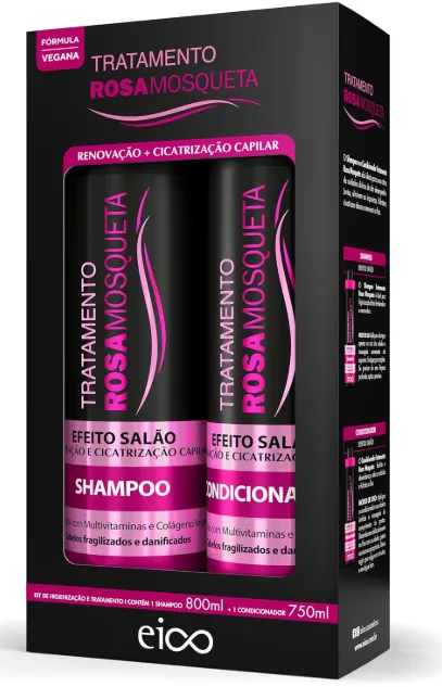 KIT EICO SHAMPOO E CONDICIONADOR ROSA MOSQUETA 800/750ML
