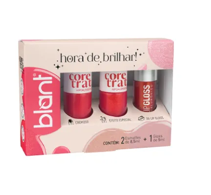 KIT 2 ESMALTE BLANT 8.5ML+1 LIP GLOS CORAL
