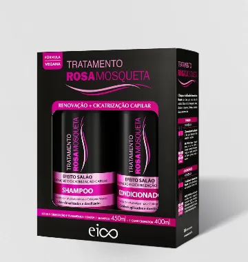 KIT EICO SHAMPOO E CONDICIONADOR TRATAMENTO ROSA MOSQUETA 450/400ML