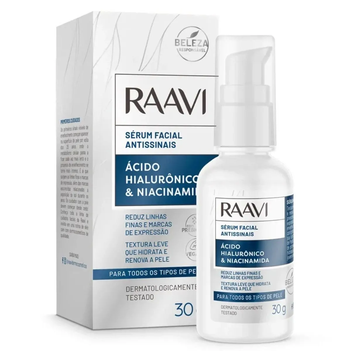 Sérum Facial Antissinais Ácido Hialurônico e Niacinamida Raavi 30g