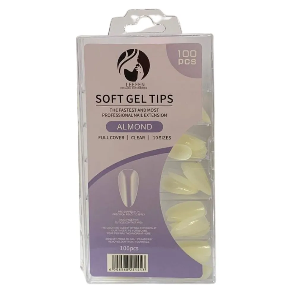 Soft Gel Tips Almond Leitosa 100un